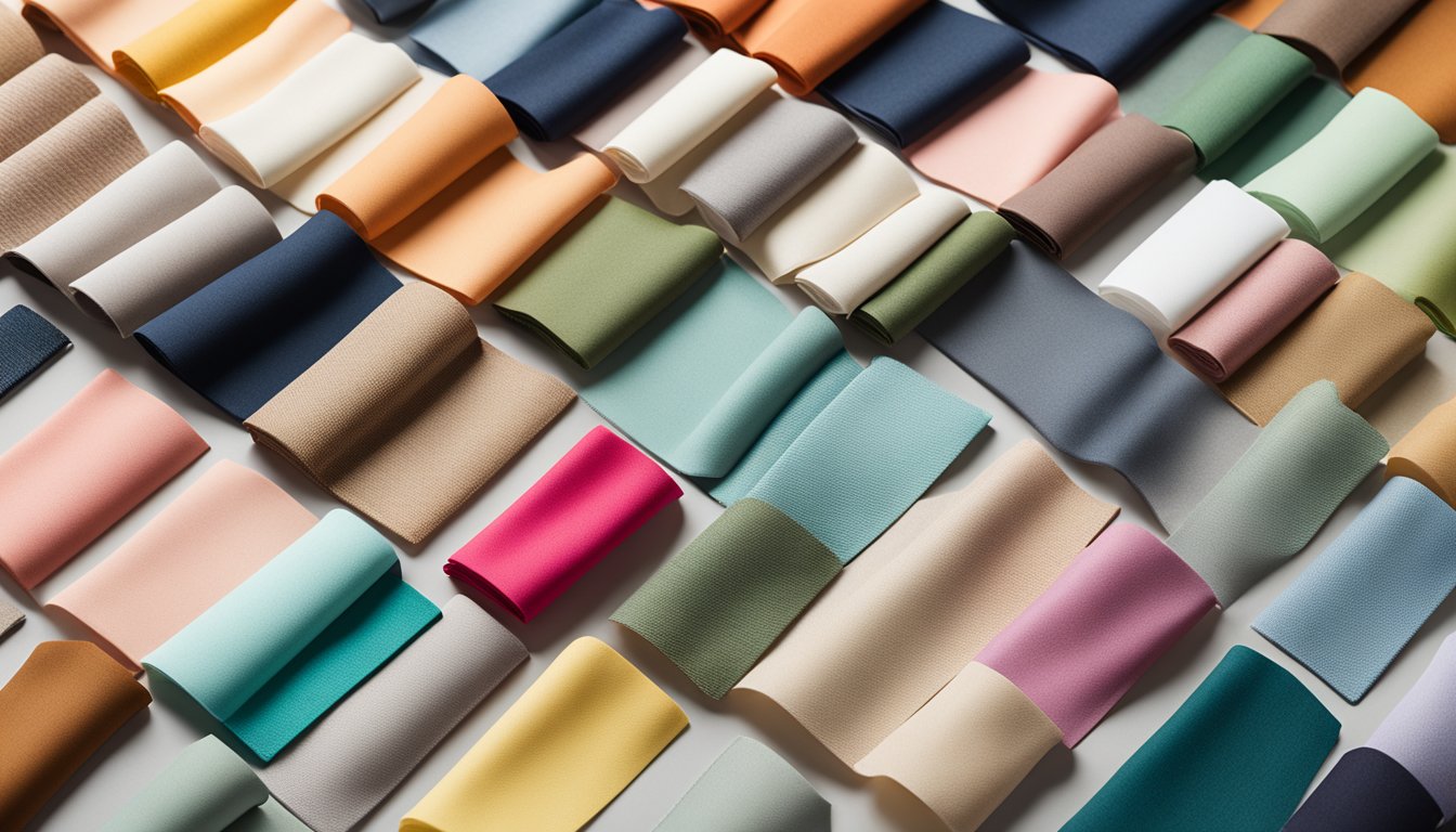 Seasonal fabric swatches arranged by color