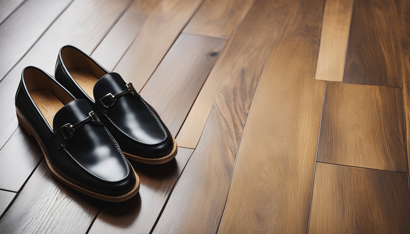 A pair of loafers and sneakers are placed side by side on a wooden floor, symbolizing the ongoing debate between design and construction